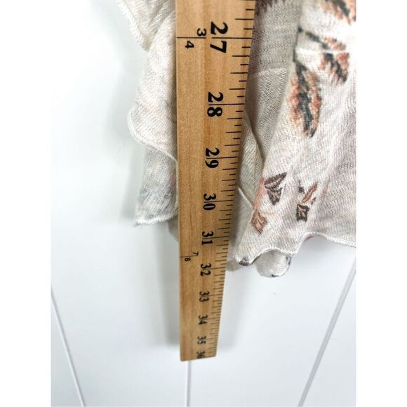 Unbranded Boho Heather Beige Floral Tunic Tank Ruffle Bottom - Picture 6 of 8